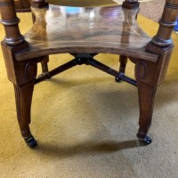Vintage Octagonal Walnut Two Tier Inlaid Occasional Table