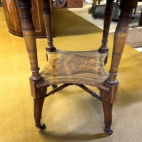 Vintage Octagonal Walnut Two Tier Inlaid Occasional Table