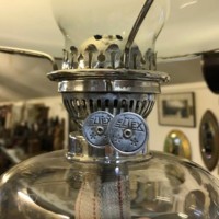 Victorian Silver Plated Corinthian Column Oil Lamp ﻿Marked J H Potter Sheffield
