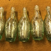 Vintage Set of 5 Schweppes Clear Glass Bottles Embossed with Royal Crest and By Appointment