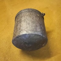 Antique Heavy Iron Riveted Well Bucket with Wrought Iron Hanger