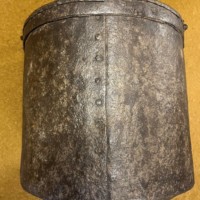 Antique Heavy Iron Riveted Well Bucket with Wrought Iron Hanger