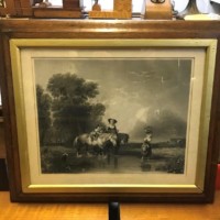 Victorian Engraving "Returning From Market (Crossing The Stream)" From the Original Painting by Sir Augustus W Callcott RA