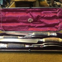 Victorian Silver Mounted Meat & Game Carving Set by Joseph Rogers & Sons Cutlers to Her Majesty Queen Victoria