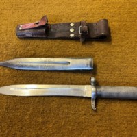 Vintage Swedish M1896 Mauser Bayonet with Scabbard and Leather Frog