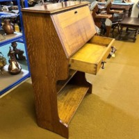Arts & Crafts Solid Oak Bureau Writing Desk