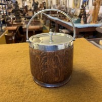 Vintage Wooden Biscuit Barrel / Ice Bucket with Ceramic Liner