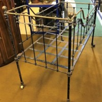 Victorian Cast Iron & Brass Child's Cot