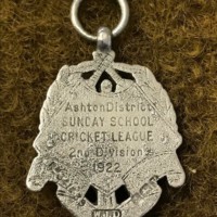 Silver Watch Chain & Fob / Cricket Medal