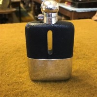 Vintage Silver Plated and Leather Whisky Flask by J Dixon & Sons