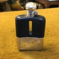 Vintage Silver Plated and Leather Whisky Flask by J Dixon & Sons