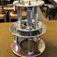 Pair of Round Silver Plated Cake Tier Separators Andrew Collie Ltd Grocers Aberdeen, Cults, Ballater & Braemar