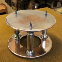 Pair of Round Silver Plated Cake Tier Separators Andrew Collie Ltd Grocers Aberdeen, Cults, Ballater & Braemar