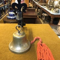 Vintage Heavy Brass and Wrought Iron Hanging Bell
