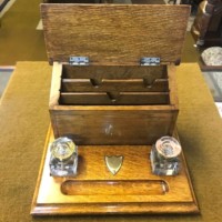 Victorian Golden Oak Stationery Box