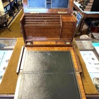 Edwardian Tiger Oak Stationery Cabinet / Writing Slope