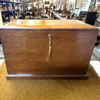 Edwardian Tiger Oak Stationery Cabinet / Writing Slope
