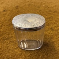 Antique Sterling Silver Topped Vanity Case / Dressing Table Jar by Thomas Jones Watson London 1889