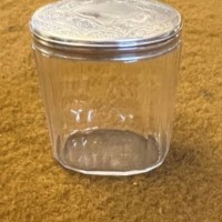 Antique Sterling Silver Topped Vanity Case / Dressing Table Jar by Thomas Jones Watson London 1889