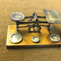 Set of Postal Scales on Light Rosewood Base