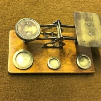 Set of Postal Scales on Light Rosewood Base