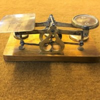 Set of Postal Scales on Light Rosewood Base