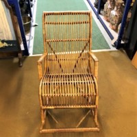 Vintage Bamboo & Rush Childs Rocking Chair