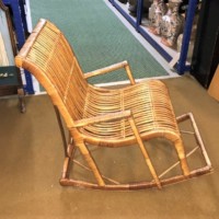 Vintage Bamboo & Rush Childs Rocking Chair