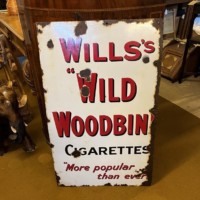 Vintage Enamel Will's Wild Woodbine Cigarettes Sign