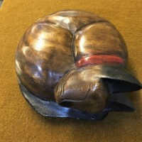 Wooden Carved Sleeping Cat Figure