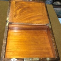 Antique Tiger Oak Writing Slope c/w Inkwell, Original Bramah Lock and Secret Drawers