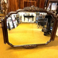 Antique Large Art Nouveau Carved Oak Wall Hanging Mirror