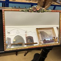 Art Deco "Barbola" Floral Design Rectangular Wall Hanging Mirror