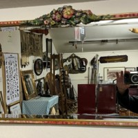 Art Deco "Barbola" Floral Design Rectangular Wall Hanging Mirror