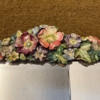 Art Deco "Barbola" Floral Design Rectangular Wall Hanging Mirror