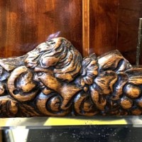 Antique Large Art Nouveau Carved Oak Wall Hanging Mirror