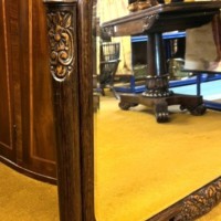 Antique Large Art Nouveau Carved Oak Wall Hanging Mirror