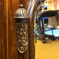 Antique Large Art Nouveau Carved Oak Wall Hanging Mirror