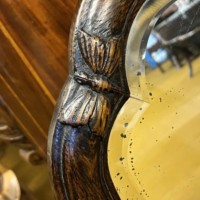 Antique Large Art Nouveau Carved Oak Wall Hanging Mirror