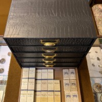 Vintage Cigarette, Cigar and Tobacco Packet / Tin Collection in Faux Alligator Skin Display Cabinet