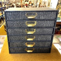 Vintage Cigarette, Cigar and Tobacco Packet / Tin Collection in Faux Alligator Skin Display Cabinet