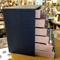 Vintage Cigarette, Cigar and Tobacco Packet / Tin Collection in Faux Alligator Skin Display Cabinet