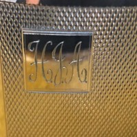 Silver Plated Engine Turned Whisky Flask Monogramed HJA