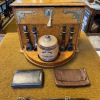 Edwardian Honey Oak Smokers Box with Internal Carousel and Storage Compartments