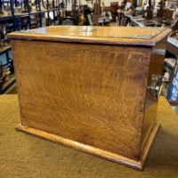 Edwardian Honey Oak Smokers Box with Internal Carousel and Storage Compartments