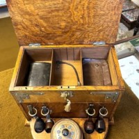 Edwardian Honey Oak Smokers Box with Internal Carousel and Storage Compartments