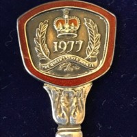 Queen Elizabeth II Silver Jubilee Year 1977 Silver and Enamel Teaspoon