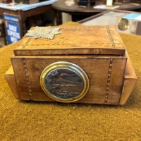 Vintage Musical Cigarette Box with Coldstream Guards Pagri Badge on Top