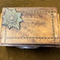Vintage Musical Cigarette Box with Coldstream Guards Pagri Badge on Top