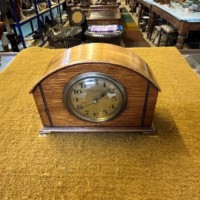 Vintage French Oak Cased Mantle Clock Retailed by Geo Jamieson Aberdeen